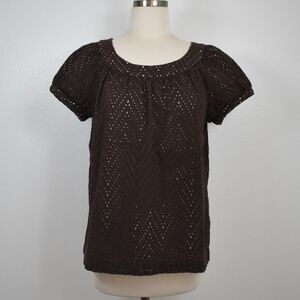 Michael Kors Brown Eyelet Women's Top